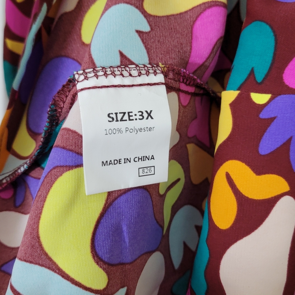 Vibrant Square Neck Balloon Sleeve Dress Plus Size 3x - Picture 6 of 6